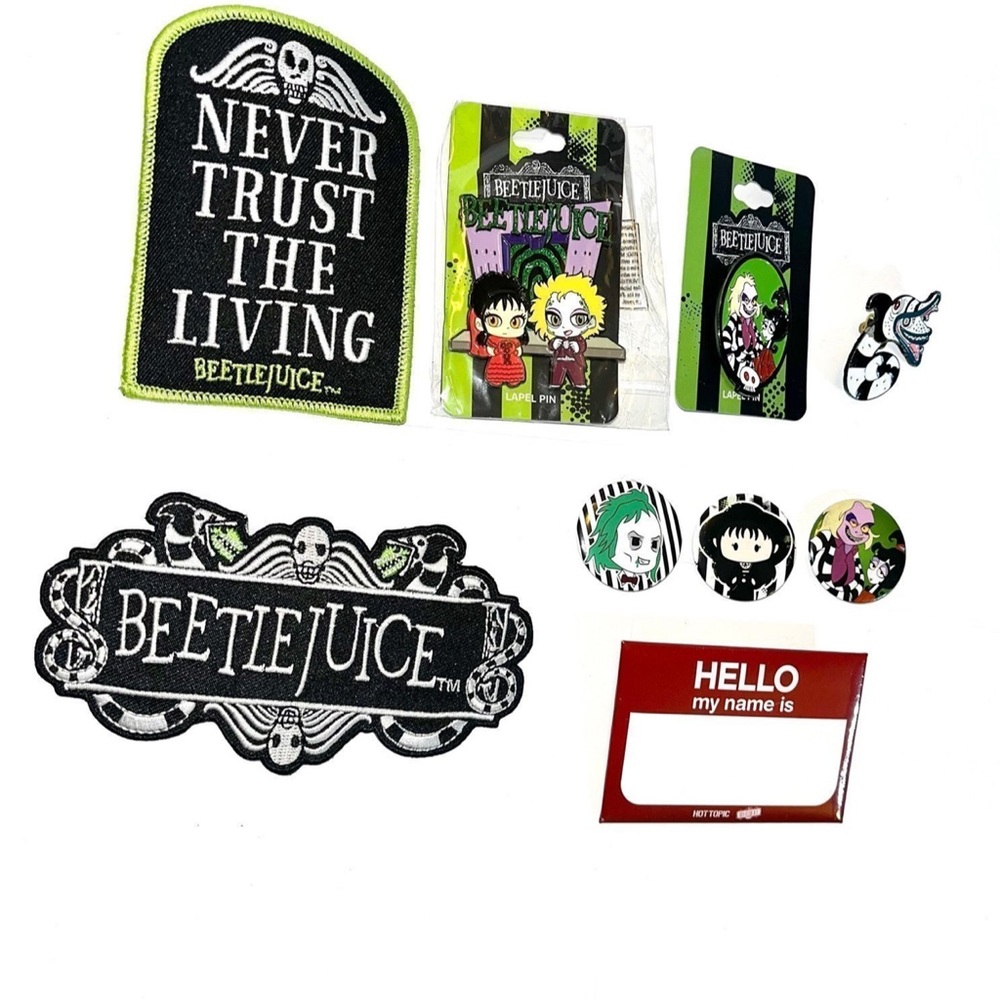 Beetlejuice patch and enamel pin set